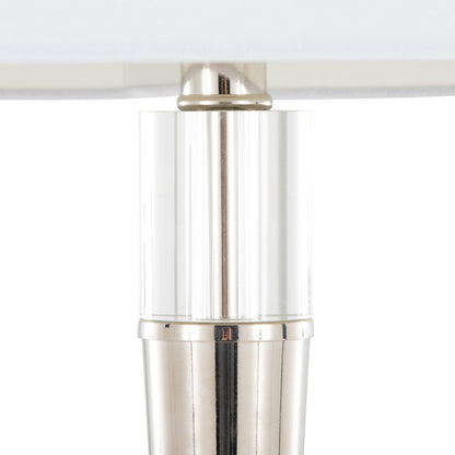 Set of 2 Metal Floor Lamps - Clear Crystal & Linen Shade