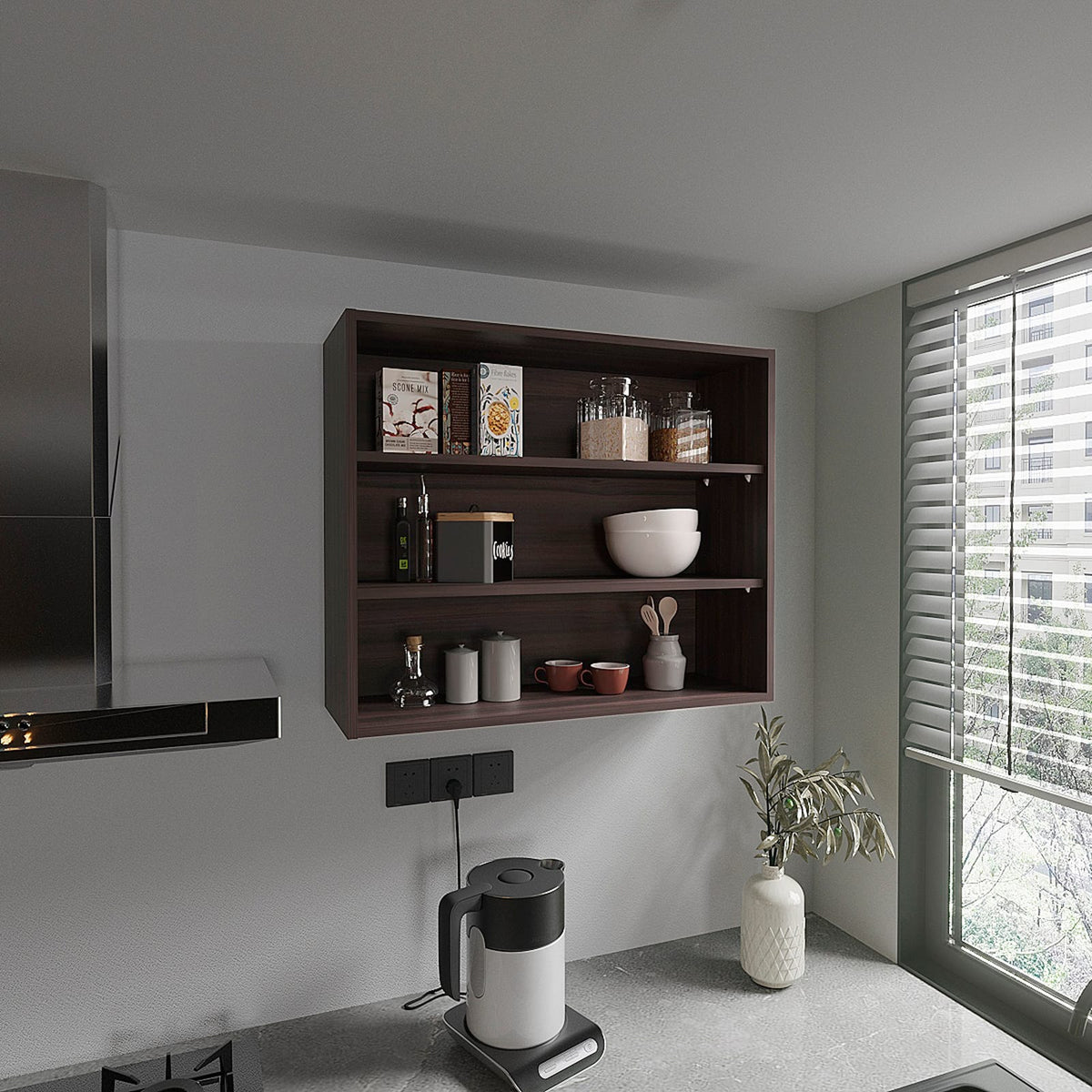 Wall Cabinet Meeker Maribrown - Brown Display Shelf for Living Room