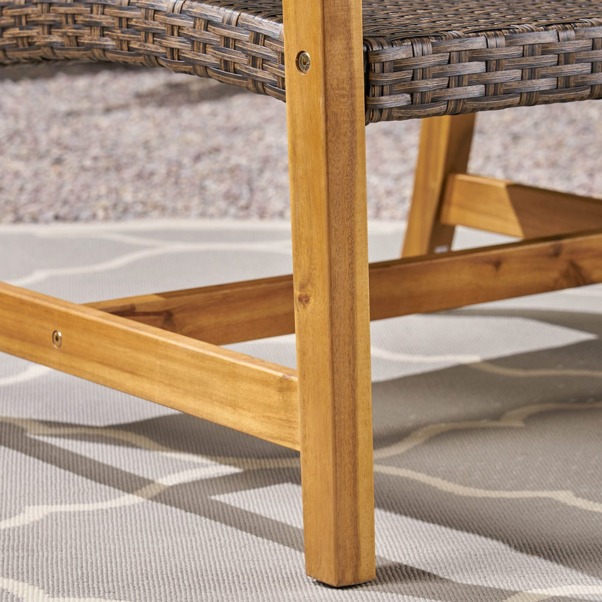 Natural Grey Acacia Wood 3-Person Patio Sofa