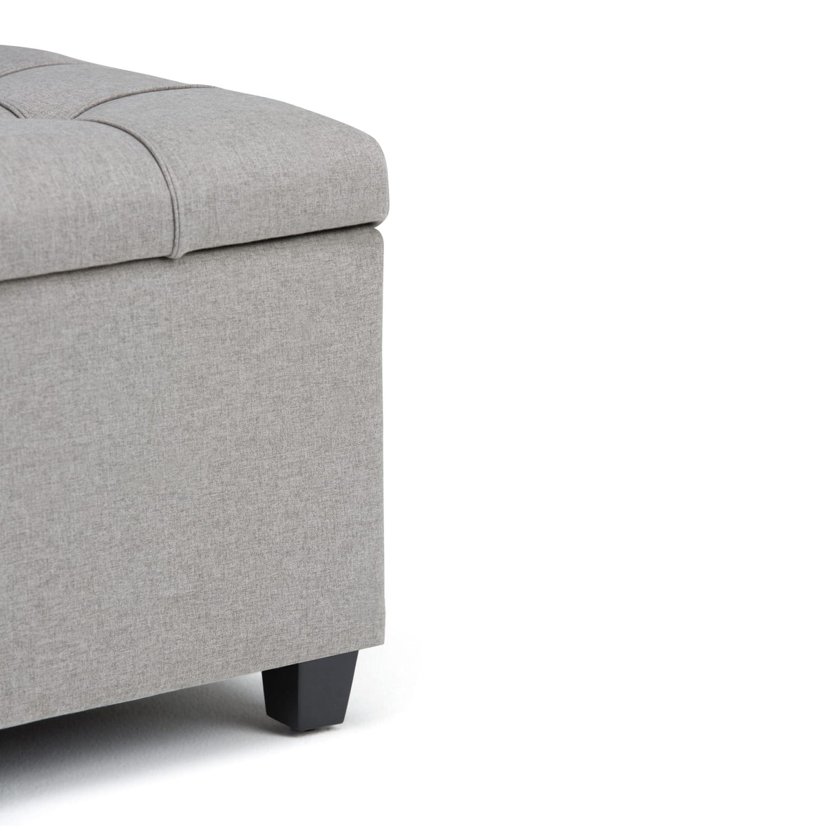 Gray Storage Ottoman Bench - 33" Wide Linen Fabric for Living Room