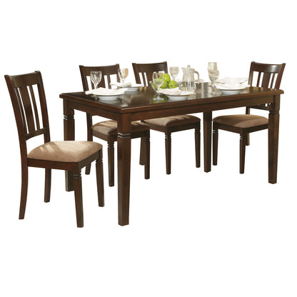 Espresso Oak Wood Dining Set with 4 Chairs for Transitional Dining Room