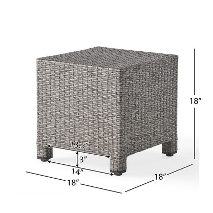 Black Rattan Outdoor Side Table - 18" Cube