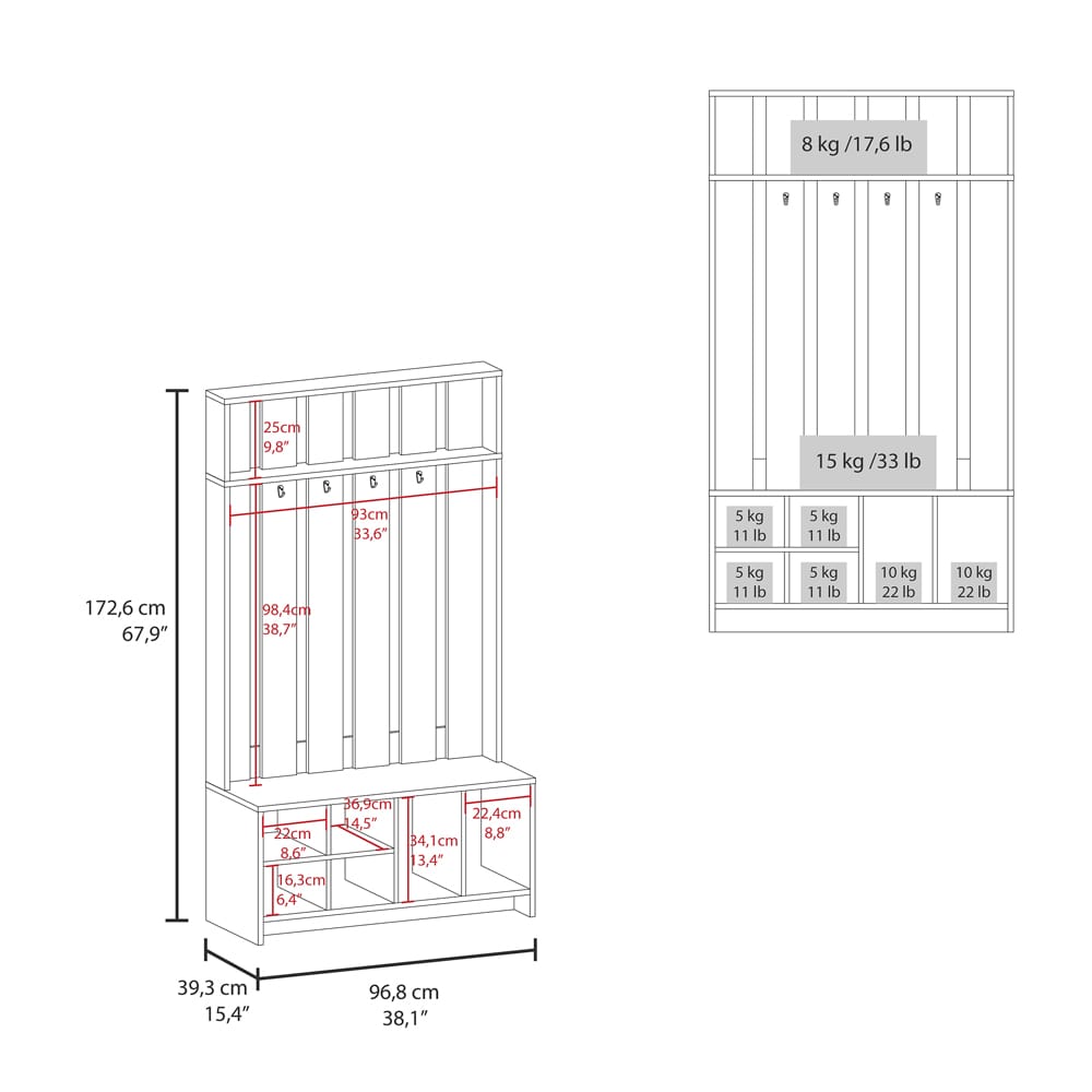 Smoke Engineered Wood Hall Tree with Hooks