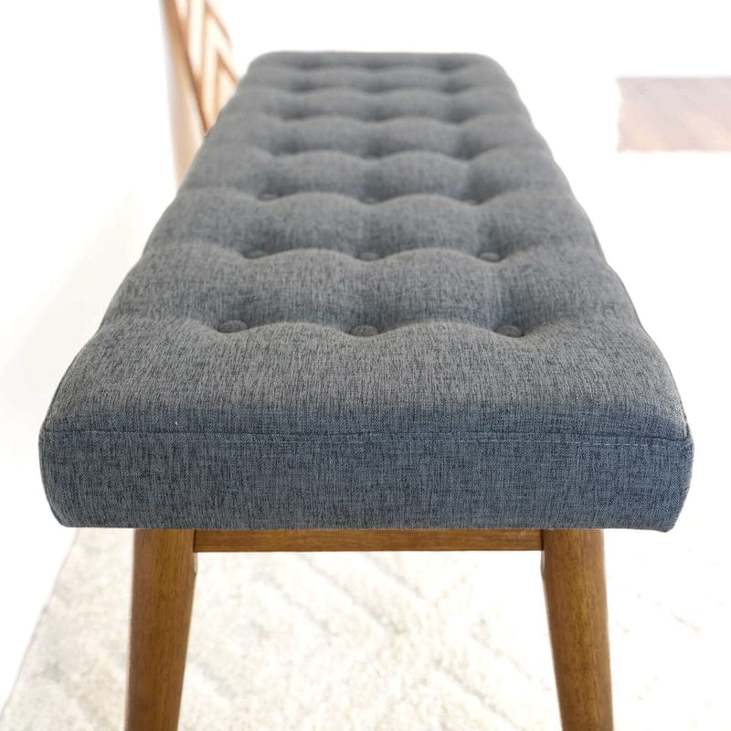 Grey Velvet Fabric Storage Bench - 43" Ottoman
