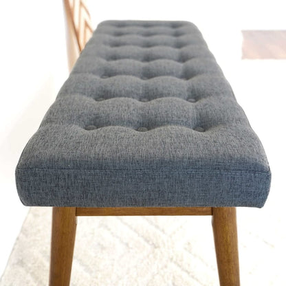 Grey Velvet Fabric Storage Bench - 43" Ottoman