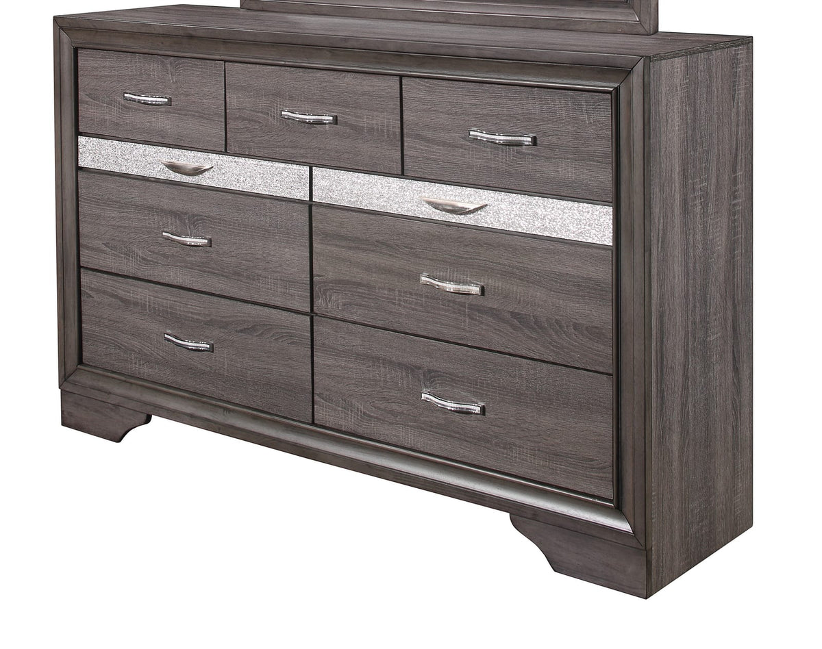 RYDER Sparkle Grey Dresser - 9 Drawer Storage