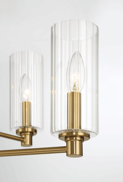 Timeless Six Lights Chandelier - Antique Brass & Clear Glass
