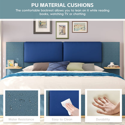 Queen Upholstered Bed Frame Blue - Storage Platform Bed