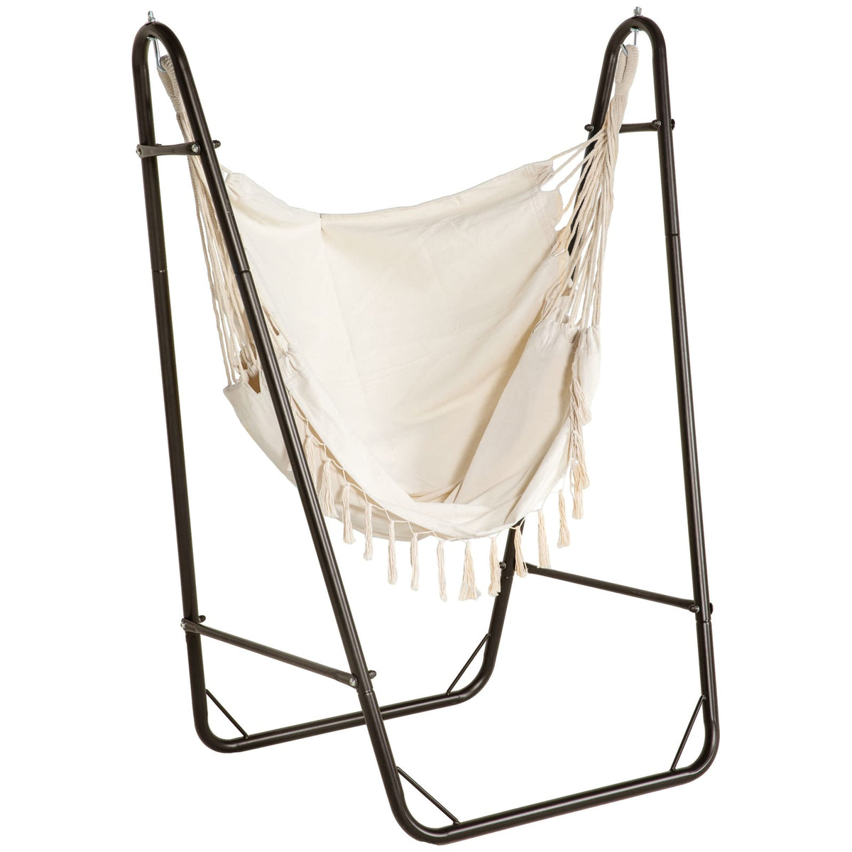 White Steel Outdoor Hammock Chair with Stand - 330lb Capacity