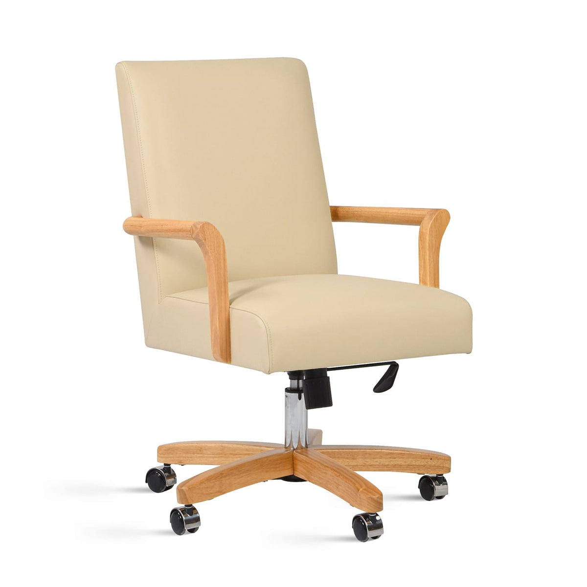 Dumont Executive Home Office Chair - Beige Leather & Wood
