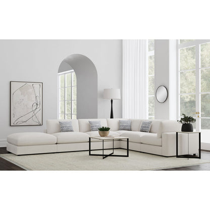 Large Beige Upholstered 6 Seat Sectional Sofa