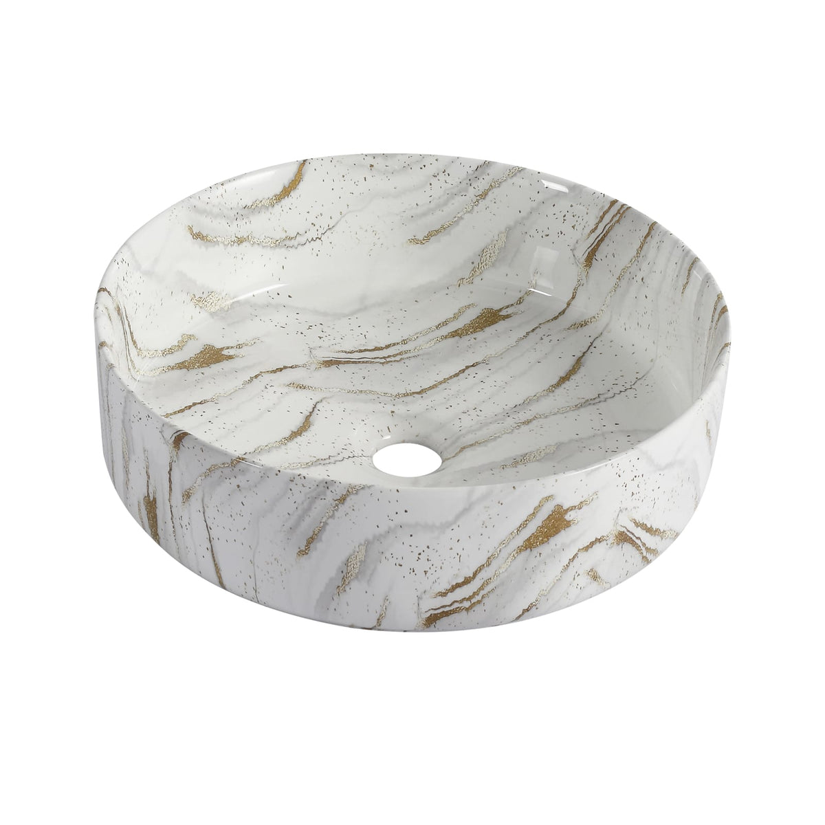 White Gold Ceramic Bathroom Vanity Sink - Above Counter Basin