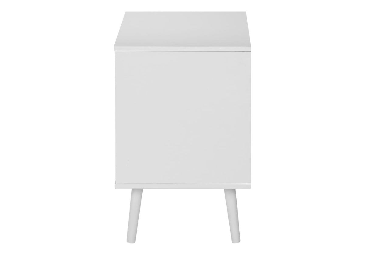 24" White Accent Table with Storage Drawers for Living Room