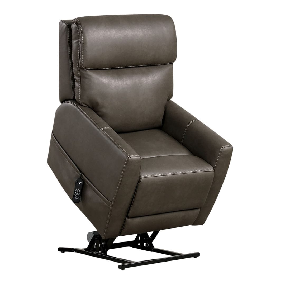 Contemporary Gray Foam Leather Lift Chair Extendable Footrest USB Controller