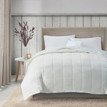 Soft Ivory Microfiber Reversible Blanket - Twin/Queen/King