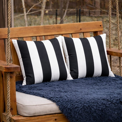 Black Polyester Outdoor Throw Pillows - 2 Pack 18x18 Inch
