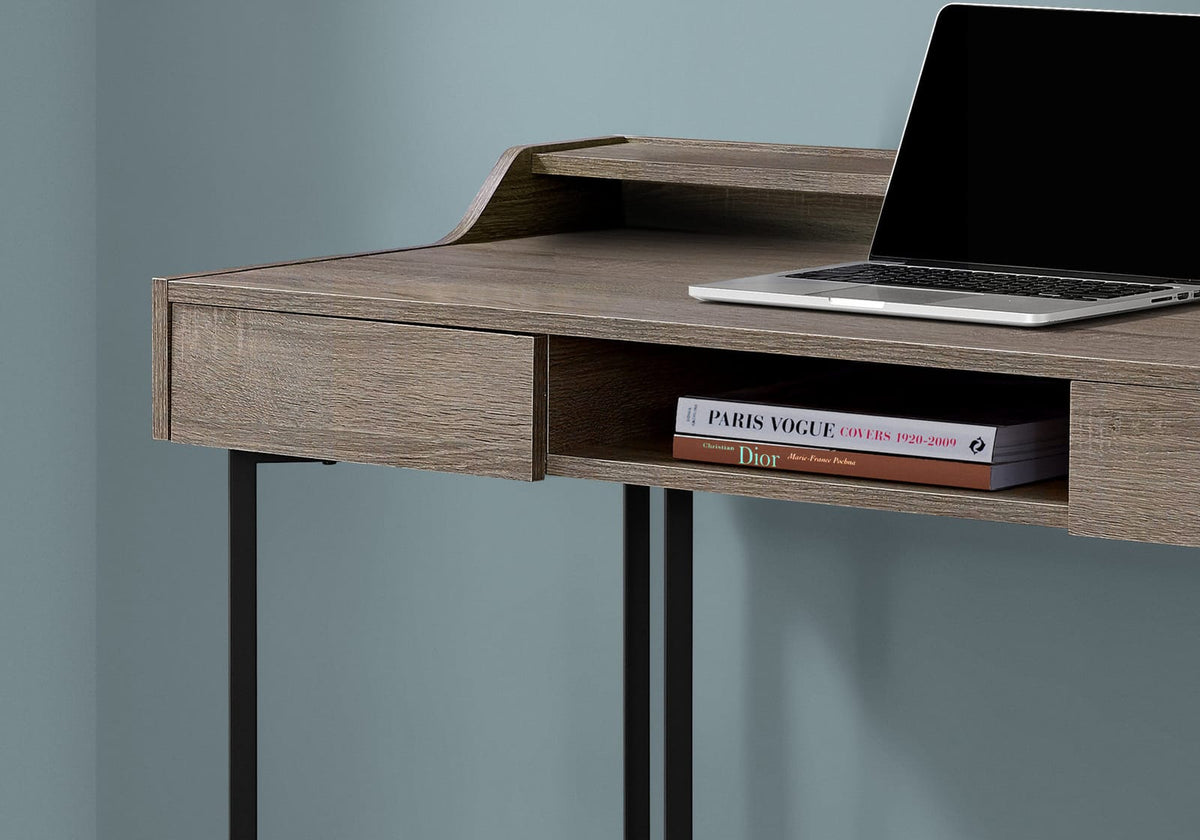 Home Office Compact Taupe MDF Office Desk with Storage Drawers for Modern