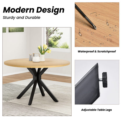 47 Inch Round Metal & Wood Dining Table - Natural