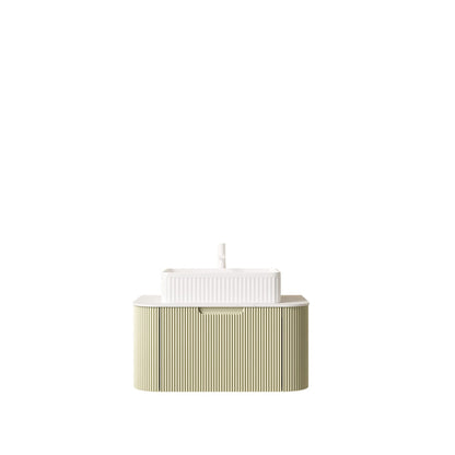Light Green Bathroom Vanity with Sink - Wall Mounted Storage