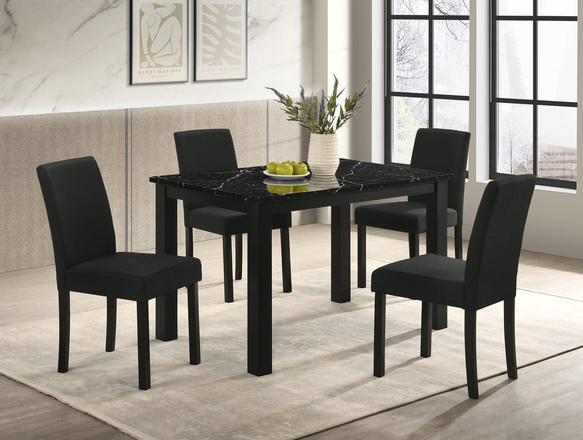 Black Faux Marble Rectangular Dining Table - Seats 4