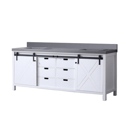 White Double Bathroom Vanity with Quartz Top