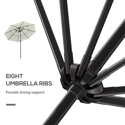 Outsunny 9FT Patio Umbrella - Beige Polyester Shade, Easy Crank Open