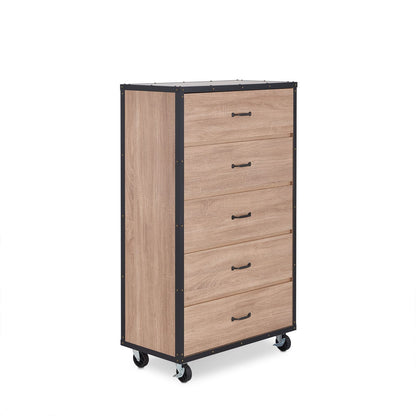 Light Oak 5-Drawer Chest - Bedroom Storage