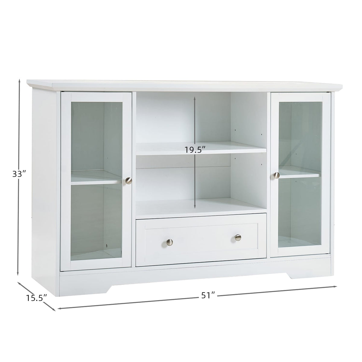 White Oak Storage Sideboard for Kitchen or Dining Room, 51" Wide