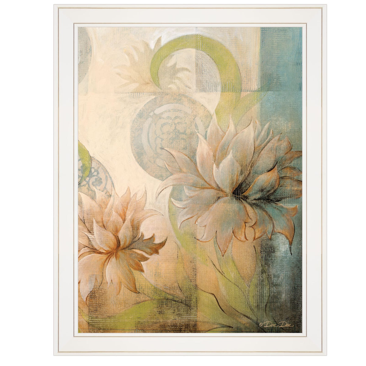 White Meandering Flowers Framed Print - Wall Art