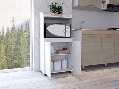 Rockford Kitchen Cart - White Open Shelf Cabinet