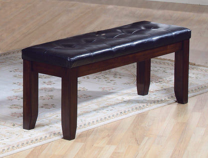Brown Solid Wood Button Tufted Bench - Bedroom Accent