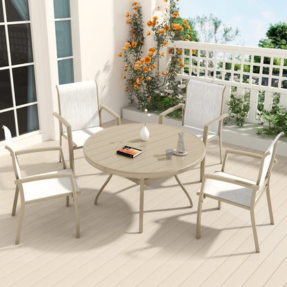 4-Person Sandstone Patio Dining Set Outdoor Table & Chairs