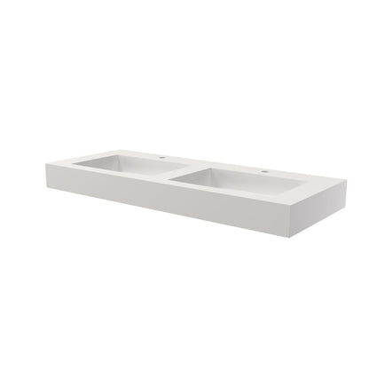 White Solid Surface Bathroom Vanity - 47.2" Basin