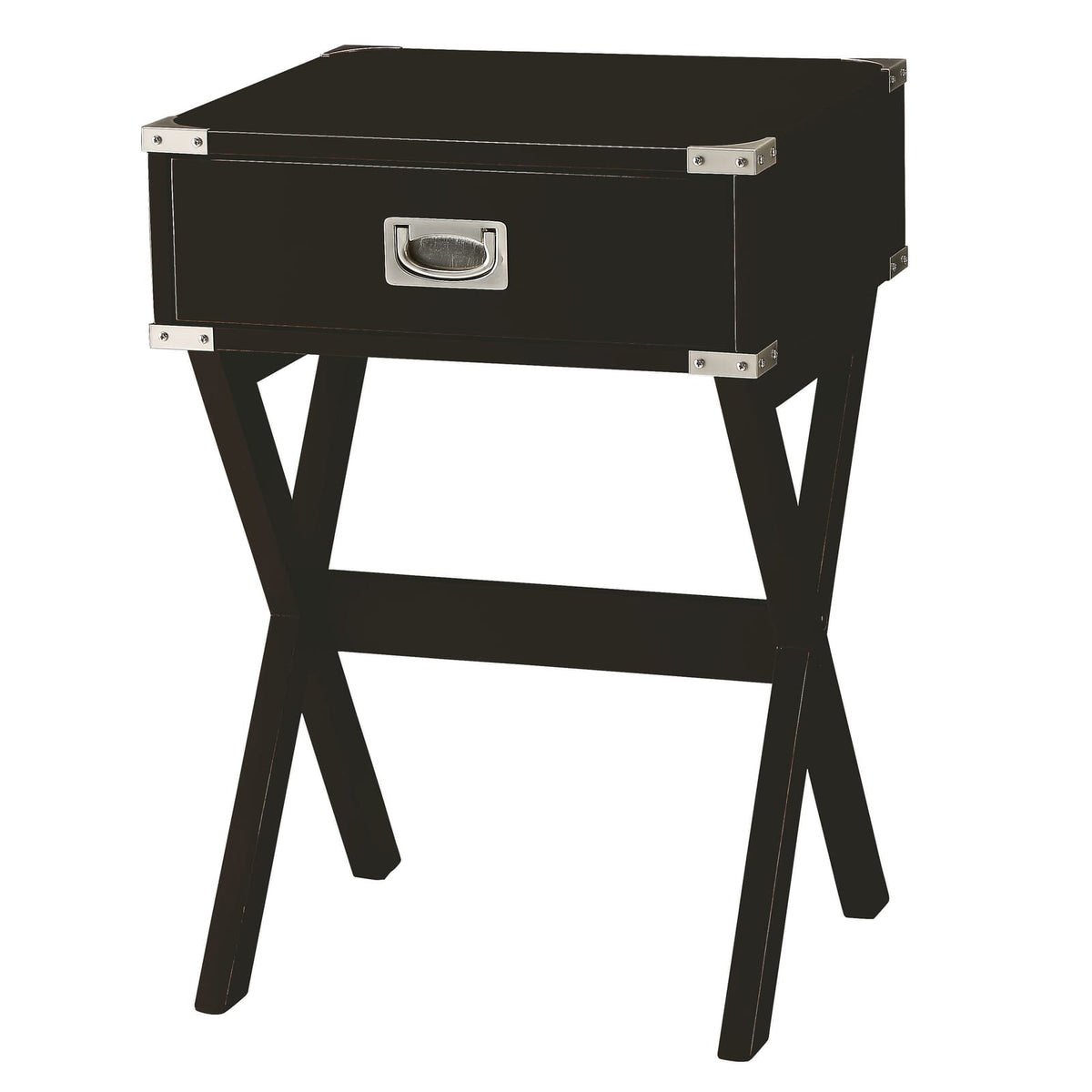 Black Rectangular End Table with Drawers