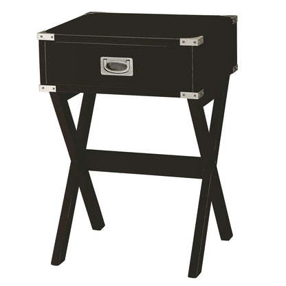 Black Rectangular End Table with Drawers