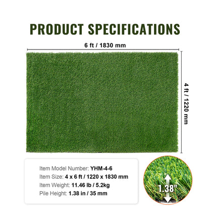 4x6 ft Artificial Grass Turf Rug - Multi Color Outdoor Patio Mat