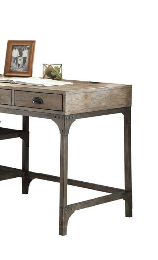 Gorden Weathered Oak Finish Antique Silver Writing Desk - 24" W