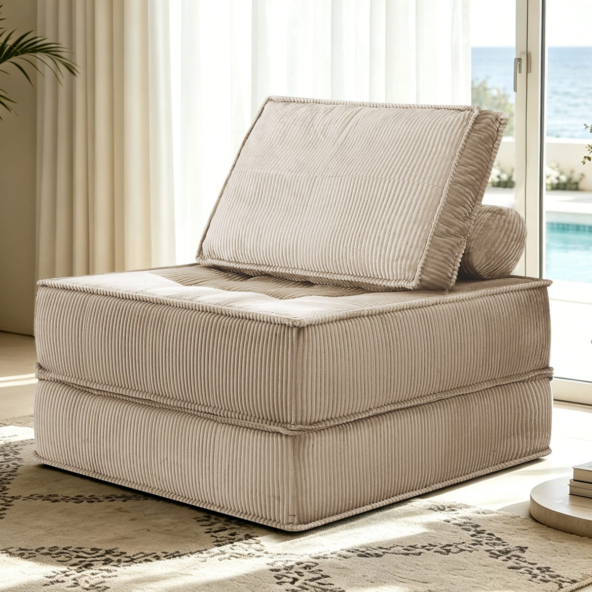 Camel Fabric Spring Sofa Chair for Modern Living Room Comfort