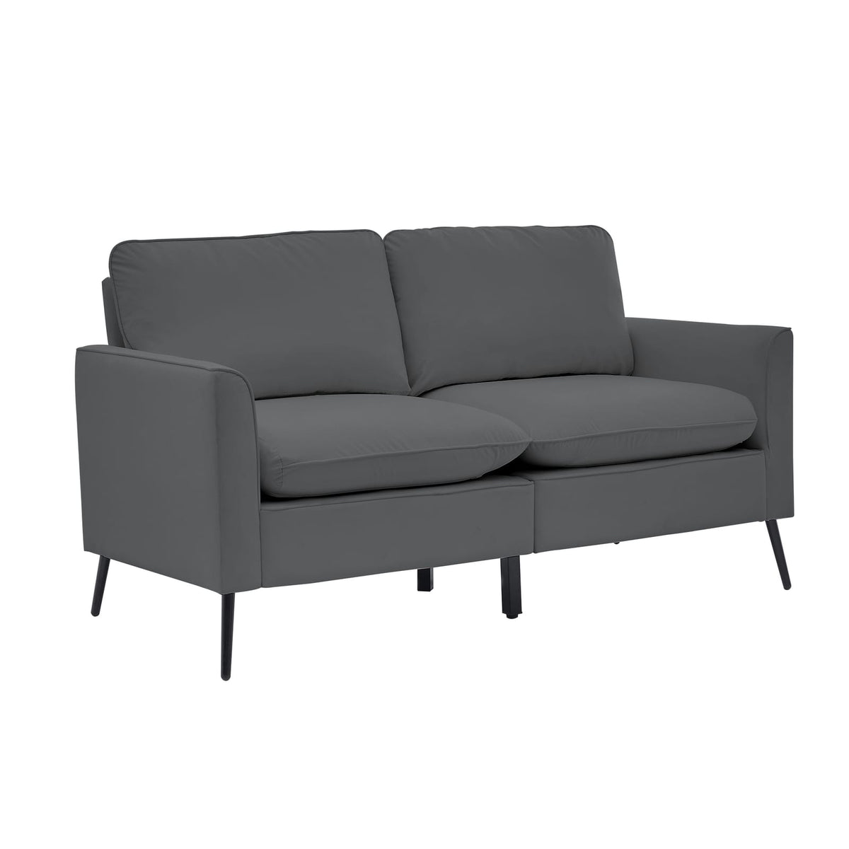 Light Gray Faux Leather Sectional Sofa - 4 Seat Bedroom