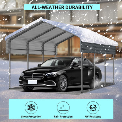 10x15 FT Metal Carport - Heavy Duty Outdoor Garage Shelter