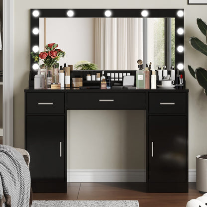 Black Particle Board Makeup Vanity Desk - 47.2" x 15.7" for Bedroom