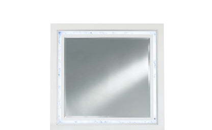 Modern White LED Vanity Mirror with Solid Wood Frame