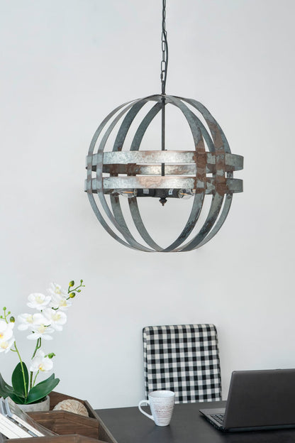 Gray Metal Chandelier - 4 Light Hanging Fixture for Kitchen Dining Room