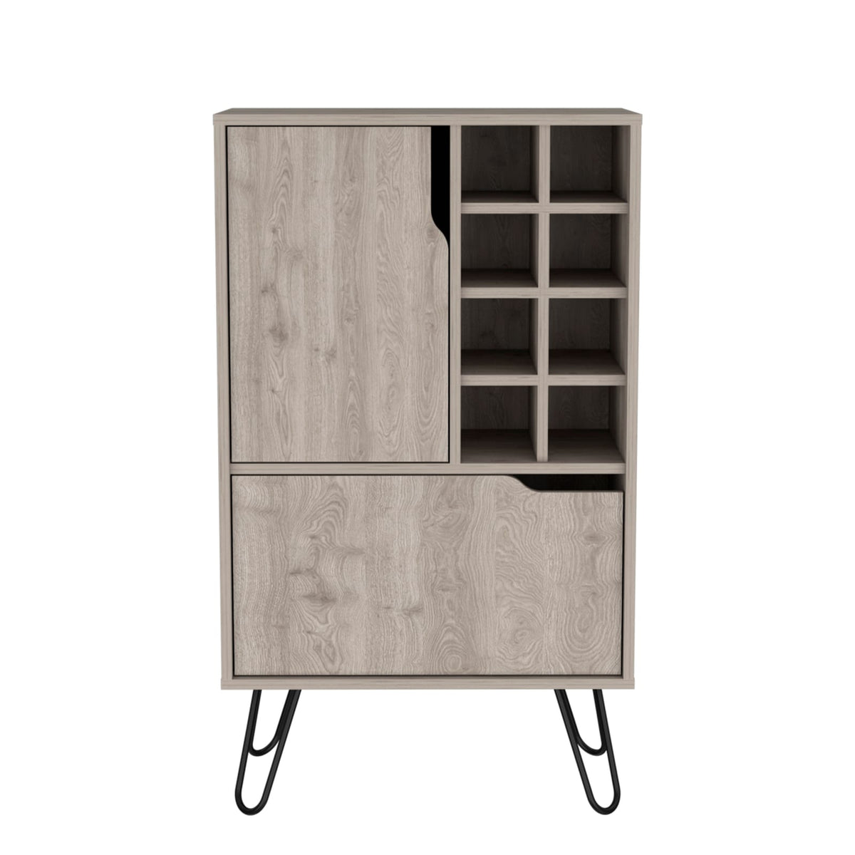 Light Gray Bar Cabinet with Wine Racks - 23.9" W for Living Room