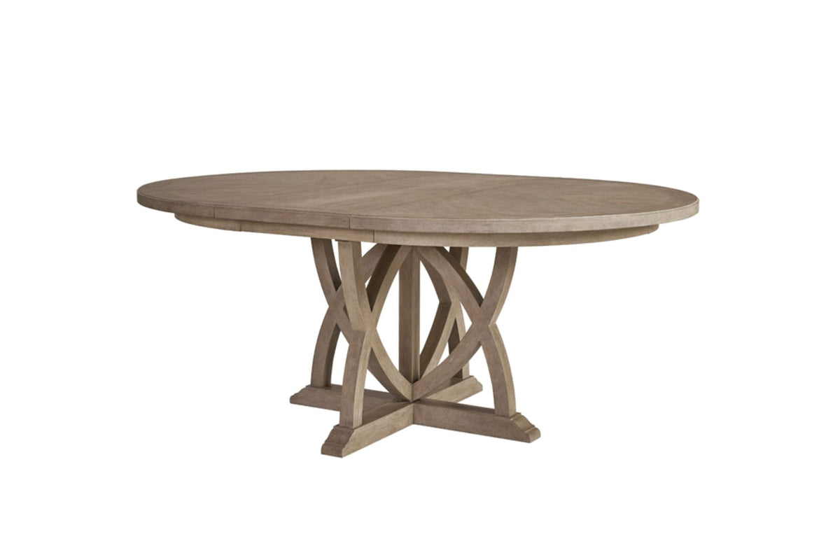 Round Expandable Dining Table Set - 4 Chairs, Sand Finish