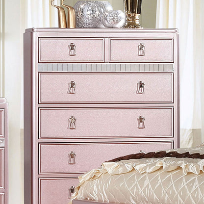 Contemporary Rose Gold Mirror Chest - Bedroom Dresser