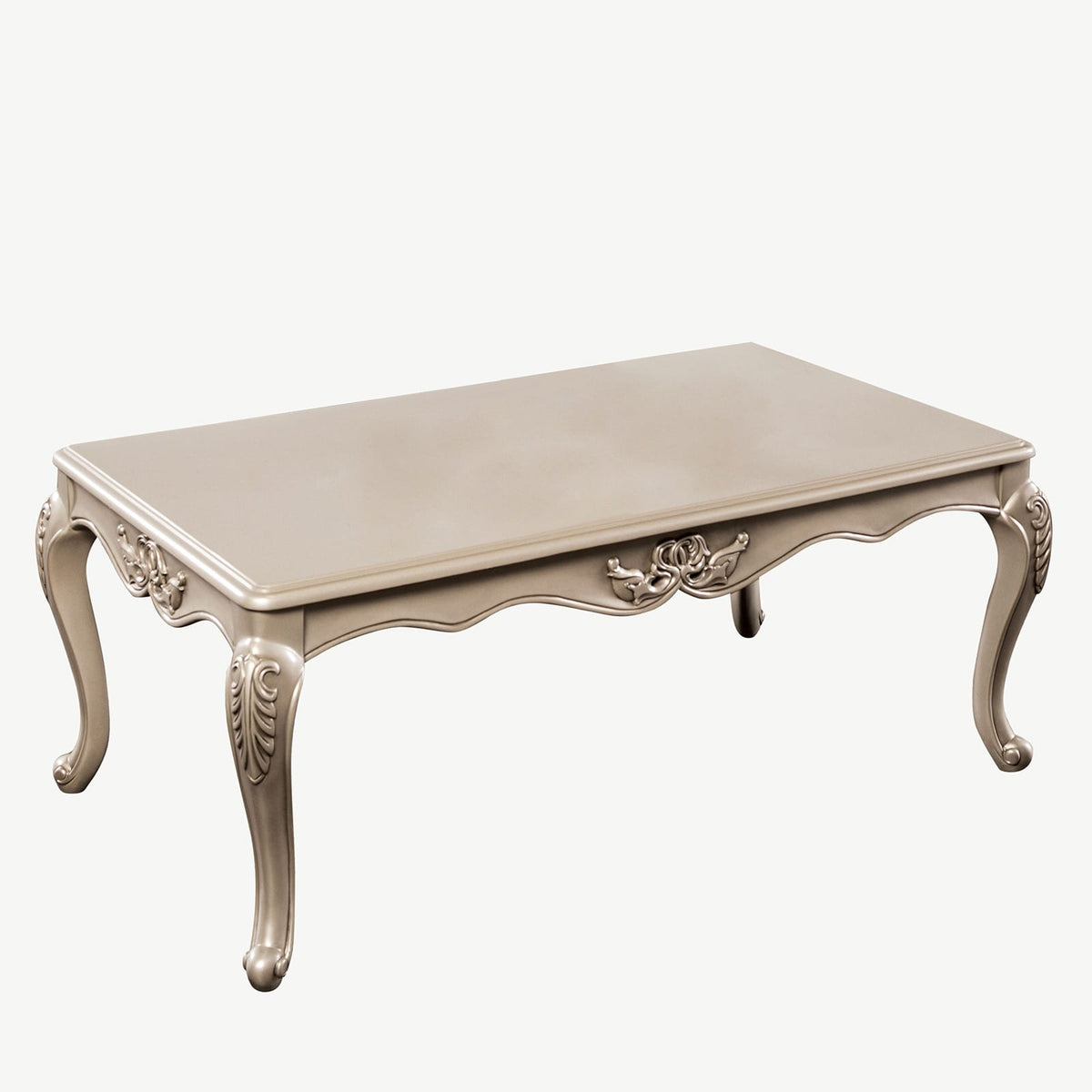 Champagne Solid Wood Coffee Table - 48" Curved Leg Design