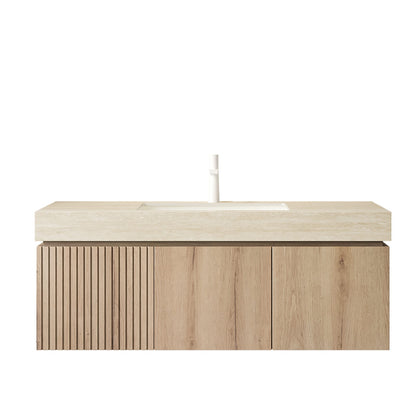 MURI 48" Bathroom Vanity & Sink - Beige, White Oak