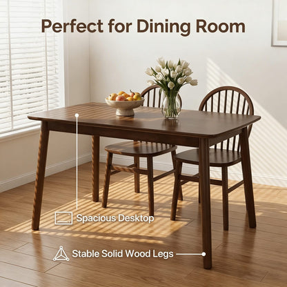 47" Walnut Solid Wood Dining Table - Kitchen Table for Dining Room
