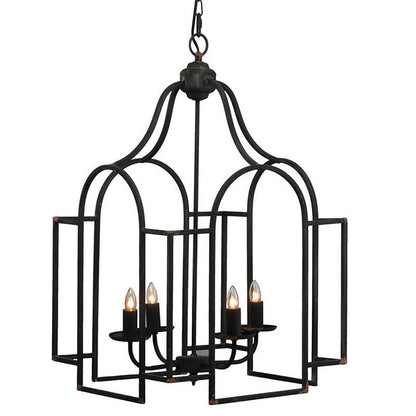 17.3" Black Iron Entryway Chandelier - Kitchen Dining Room Lighting